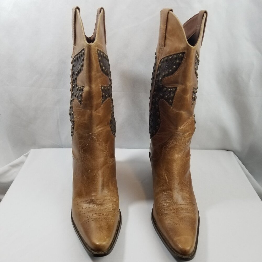 Matisse Brown Leather Studded Western Cowboy Boots Size 5.5 M